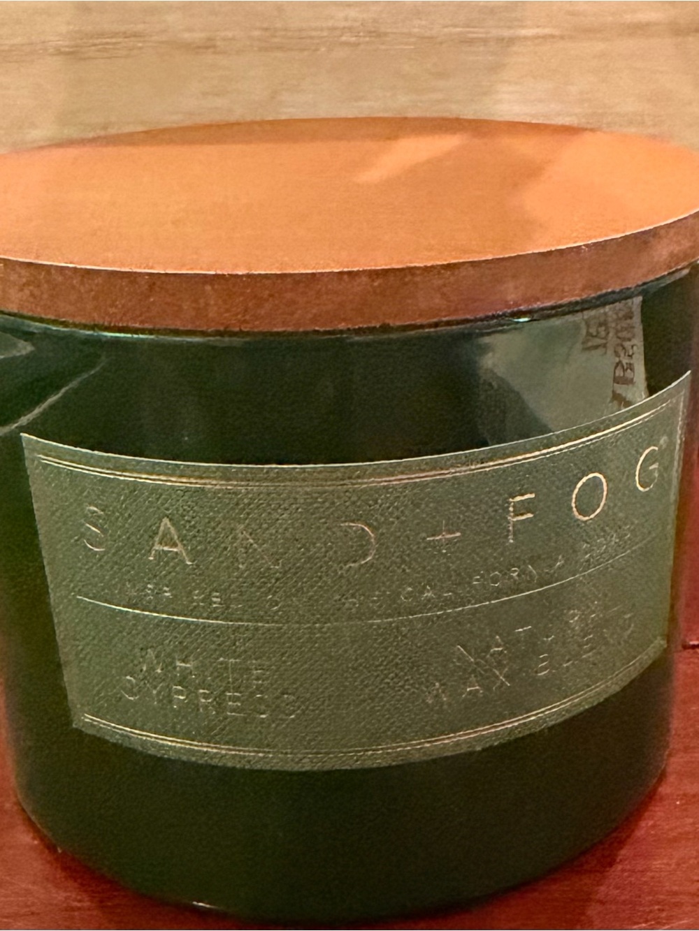 Sand + Fog Green Three-Wick Candle with Wooden Lid